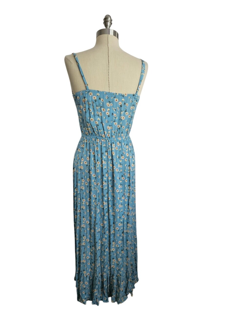 NWT REWIND Blue Floral Faux Button Front Ruffle Hem Maxi Dress | SZ M - Picture 3 of 11